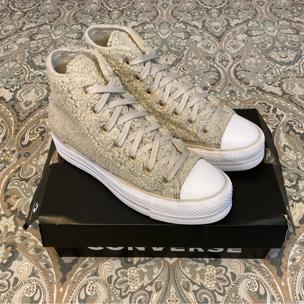 Like New Converse All Star Lift Platform Sherpa Women’s Sz 7.5 Worn 1x